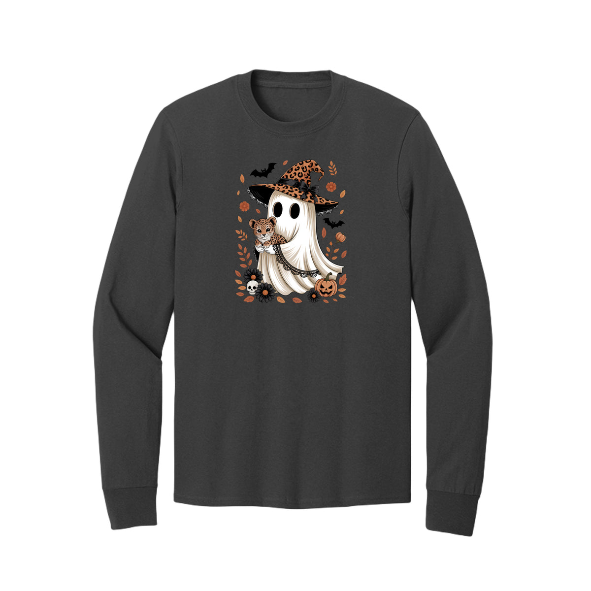 Leopard Witch Ghost Halloween Graphic Tee