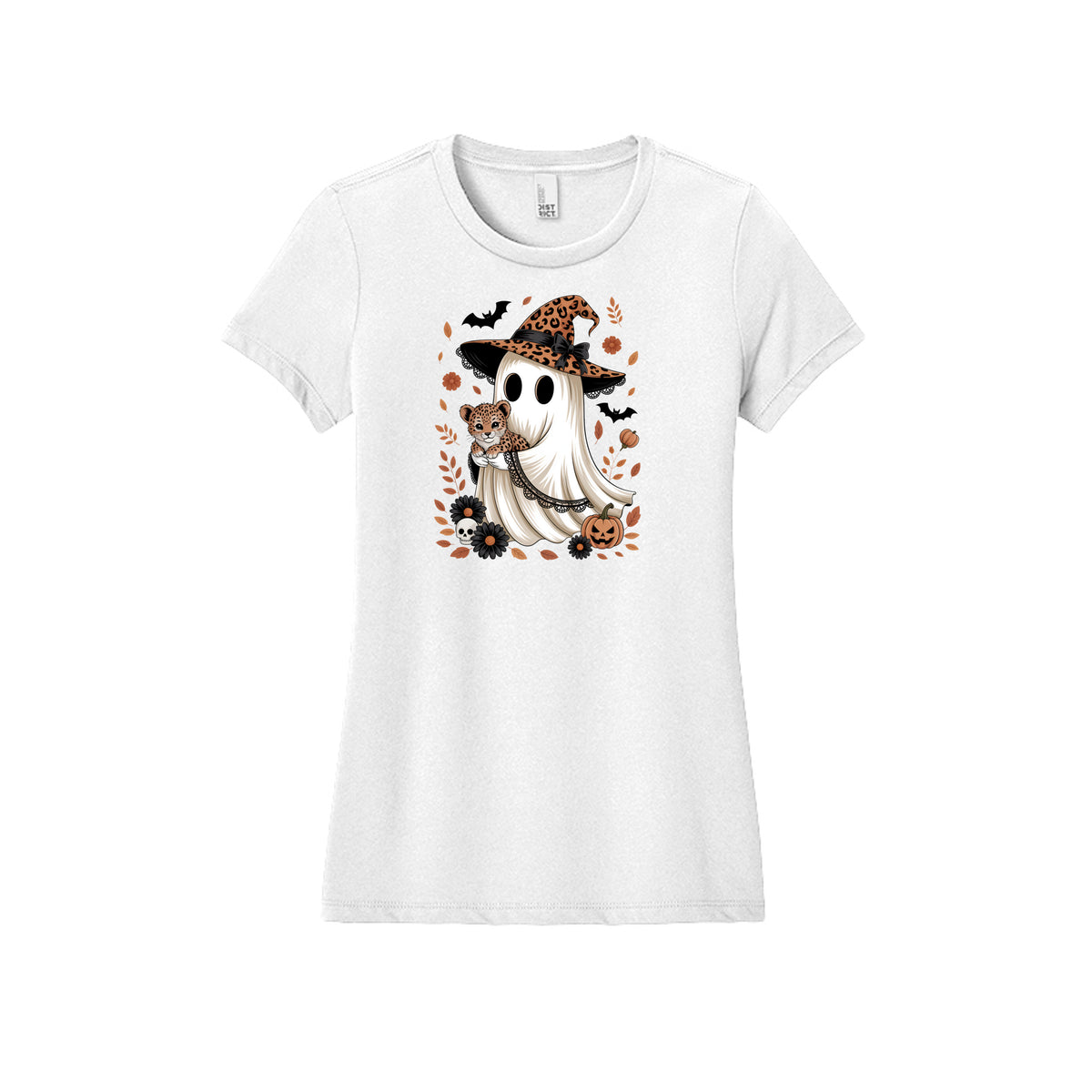 Leopard Witch Ghost Halloween Graphic Tee