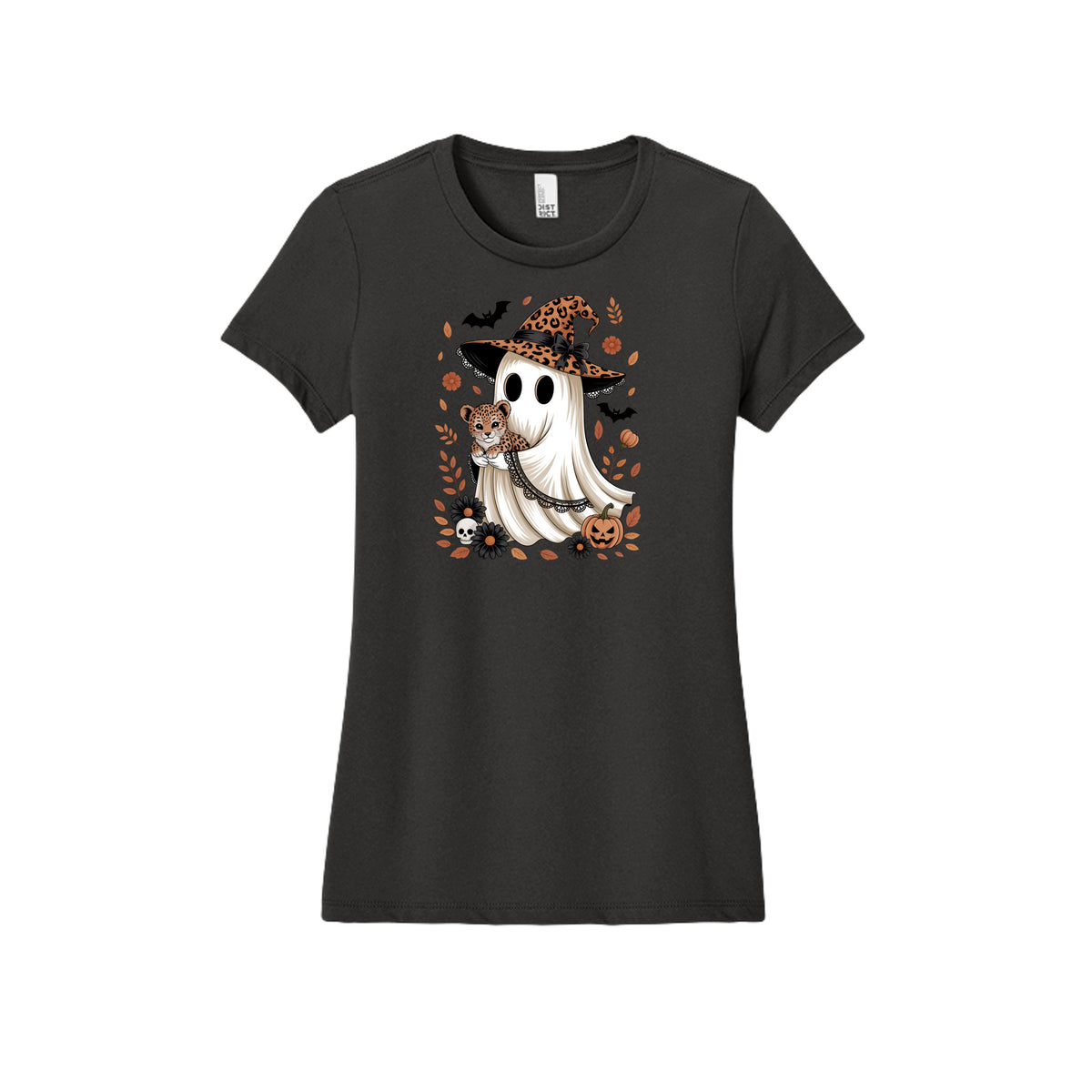 Leopard Witch Ghost Halloween Graphic Tee