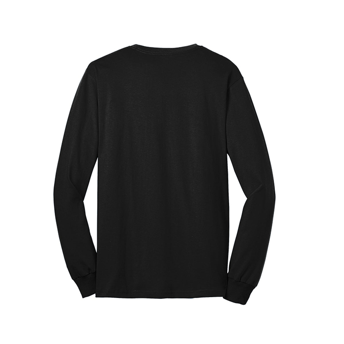 Back view of the black long-sleeve T-shirt for Sweet Ghost Halloween, with no back print.