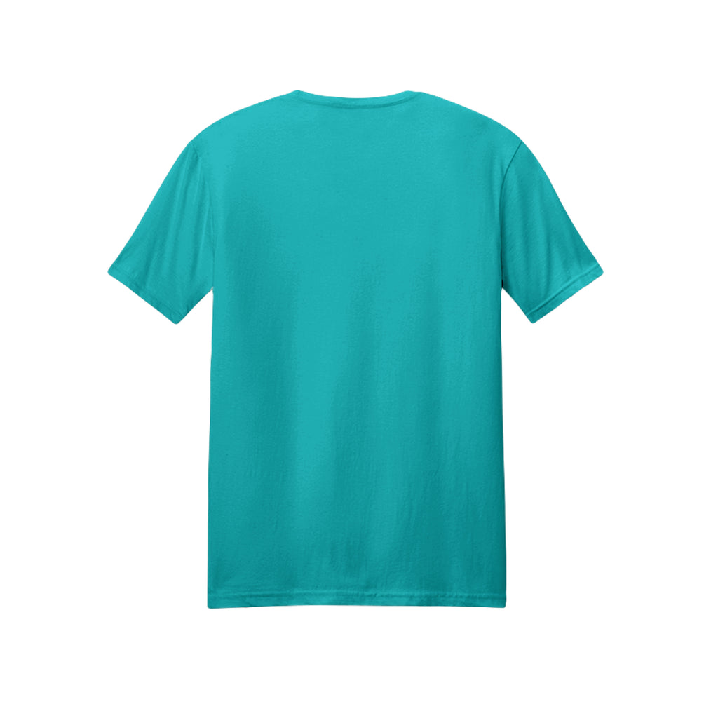 Back view of the teal short-sleeve T-shirt for Game Day Football, with no back print.