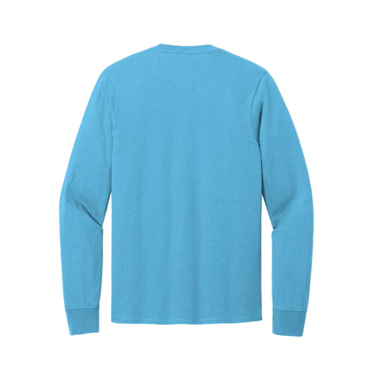Back view of the blue long-sleeve T-shirt for Game Day Football, with no back print.