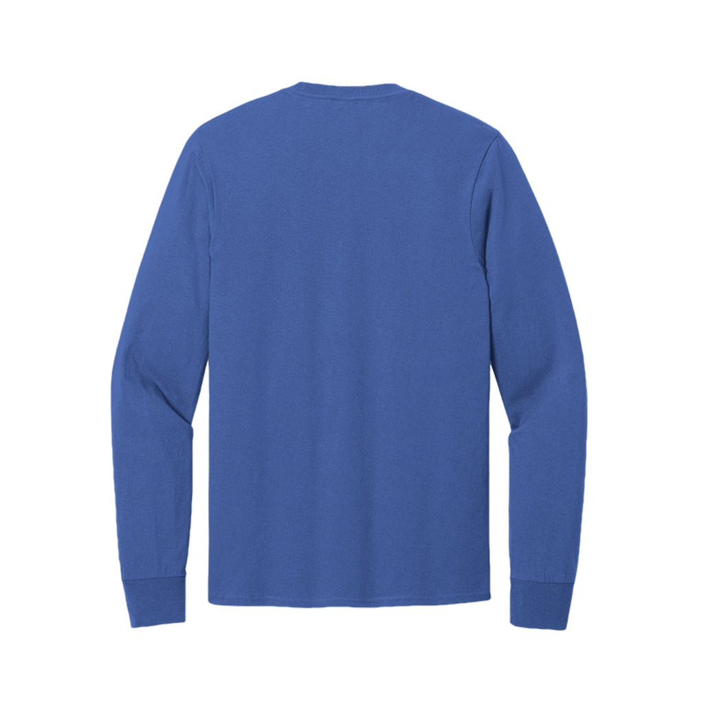 Back view of the blue long-sleeve T-shirt for Game Day Football, with no back print.