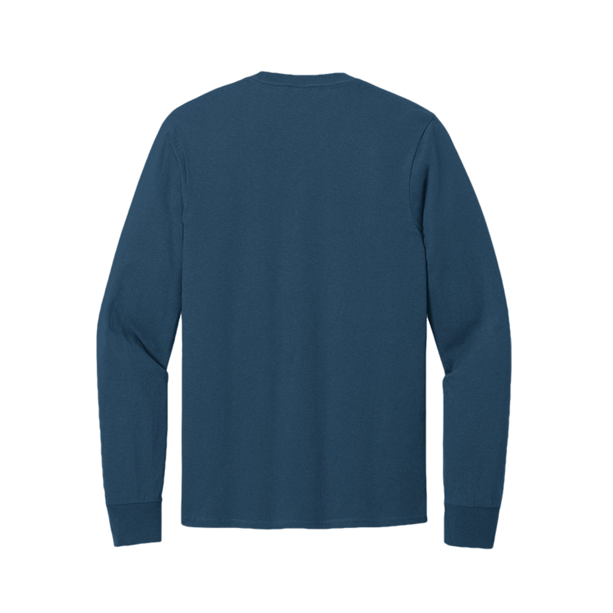 Back view of the blue long-sleeve T-shirt for Game Day Football, with no back print.