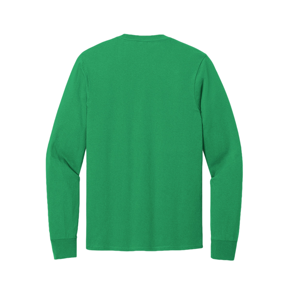 Back view of the green long-sleeve T-shirt for Game Day Football, with no back print.