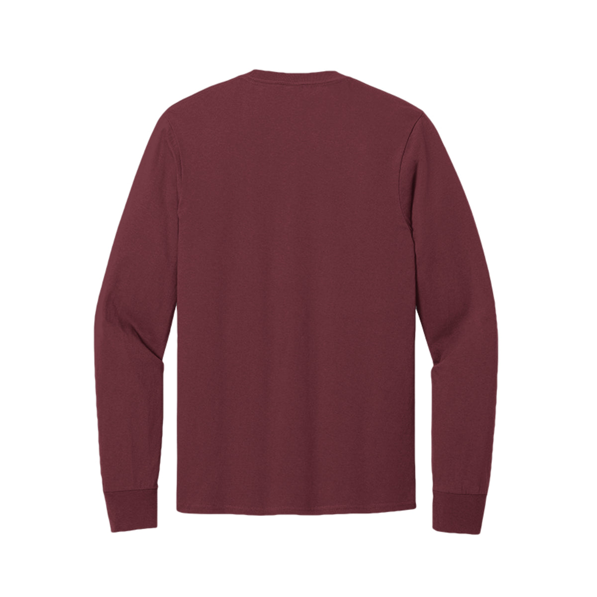 Back view of the burgundy long-sleeve T-shirt for Touchdown Game Day Fall, with no back print.
