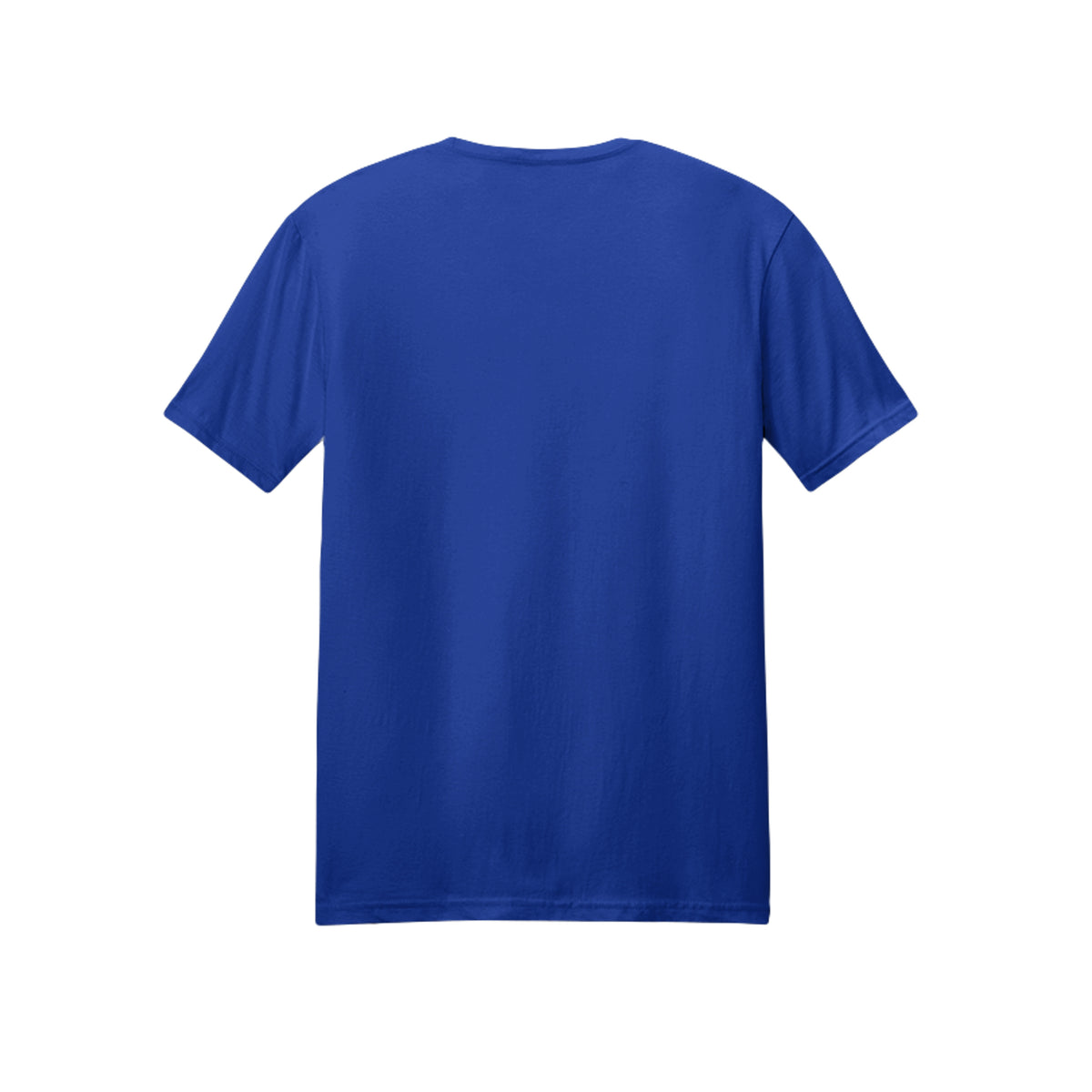 Back view of the blue short-sleeve T-shirt for Spooky Season Floral Ghost, with no back print.