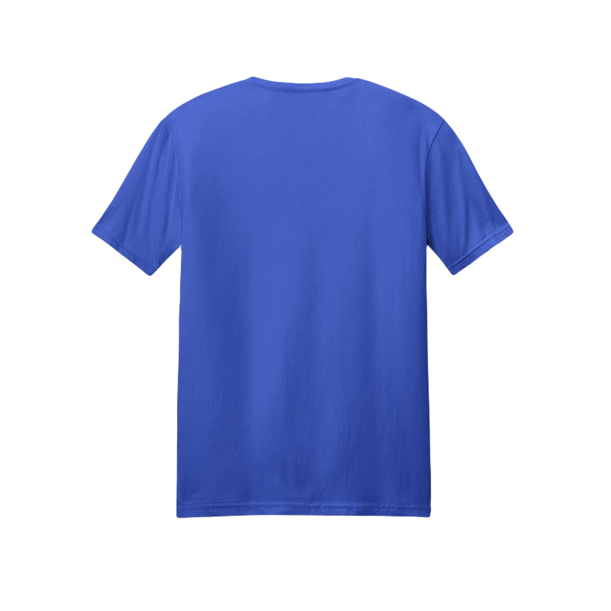Back view of the blue short-sleeve T-shirt for Spooky Season Floral Ghost, with no back print.