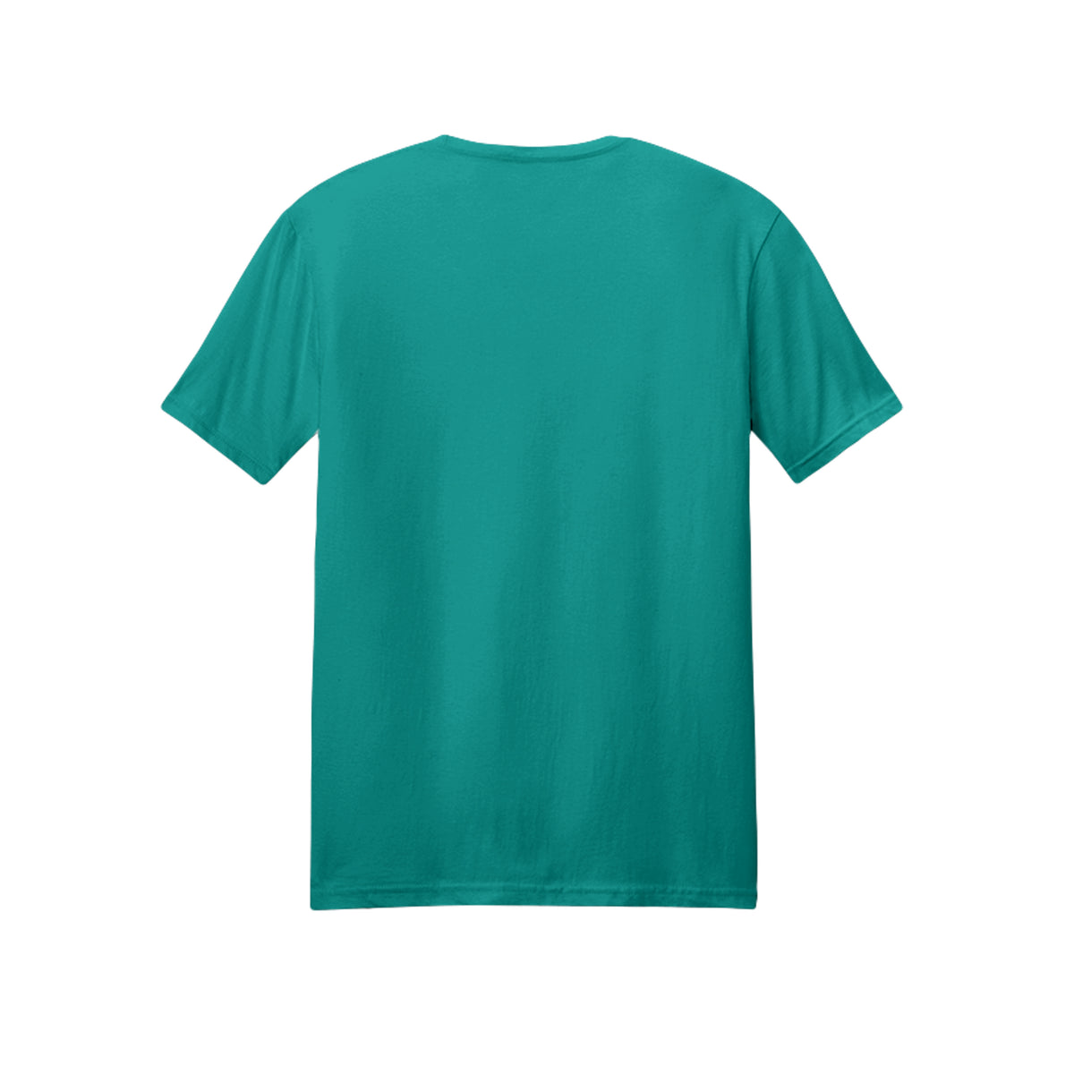 Back view of the teal short-sleeve T-shirt for Spooky Season Floral Ghost, with no back print.