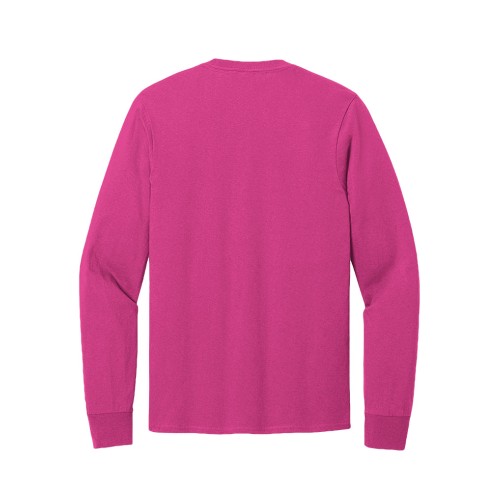 Back view of the bright pink long-sleeve T-shirt for Spooky Season Floral Ghost, with no back print.