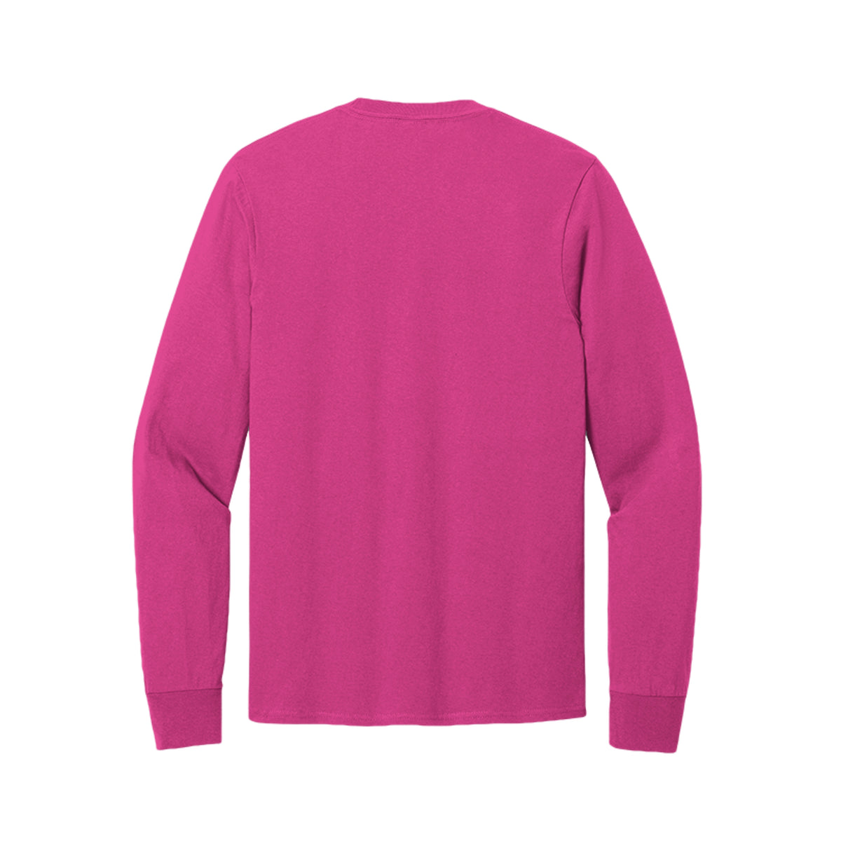 Back view of the bright pink long-sleeve T-shirt for Spooky Season Floral Ghost, with no back print.