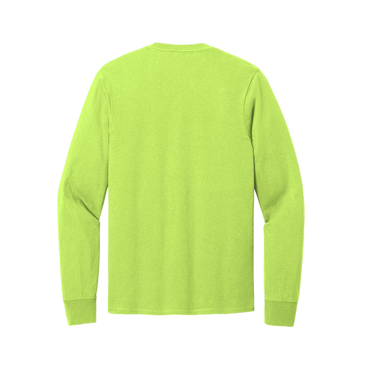 Back view of the lime long-sleeve T-shirt for Spooky Season Floral Ghost, with no back print.