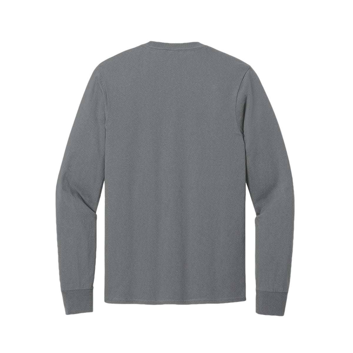 Back view of the gray long-sleeve T-shirt for Spooky Season Floral Ghost, with no back print.