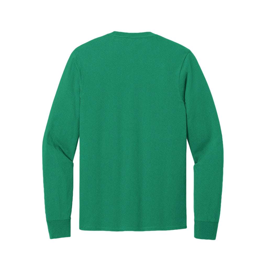 Back view of the green long-sleeve T-shirt for Spooky Season Floral Ghost, with no back print.
