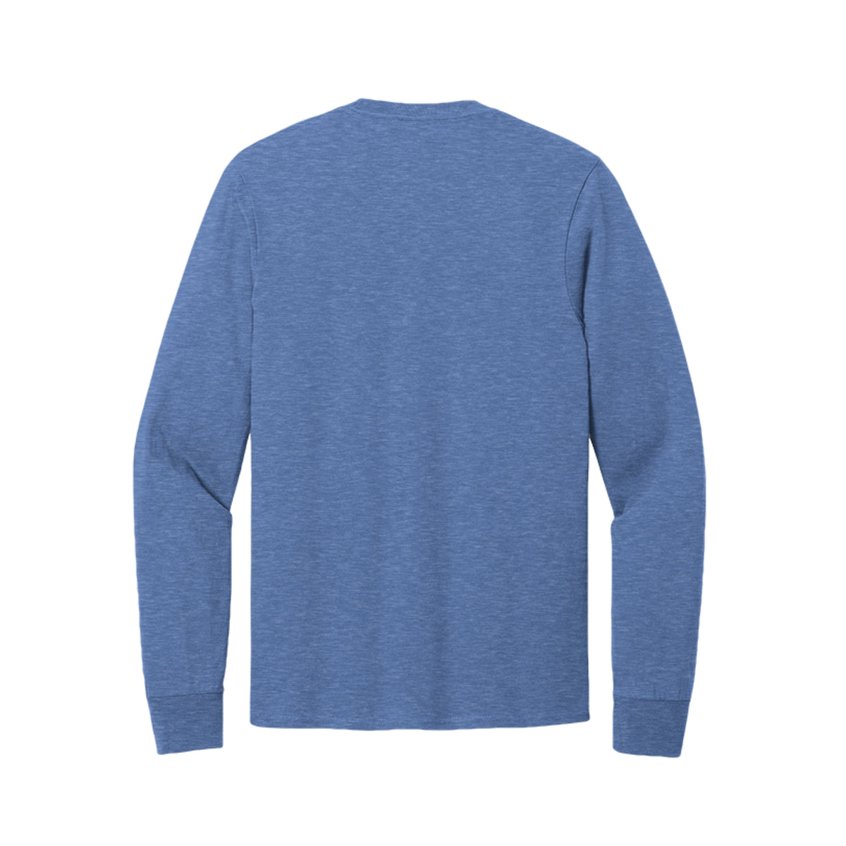 Back view of the blue long-sleeve T-shirt for Spooky Season Floral Ghost, with no back print.