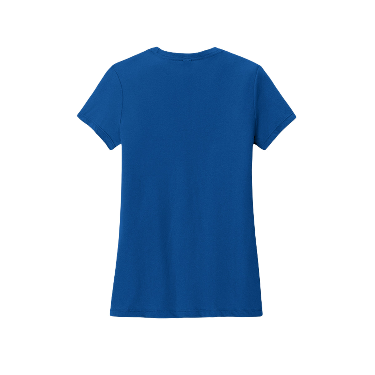 Back view of the blue fitted short-sleeve T-shirt for Spooky Season Floral Ghost, with no back print.