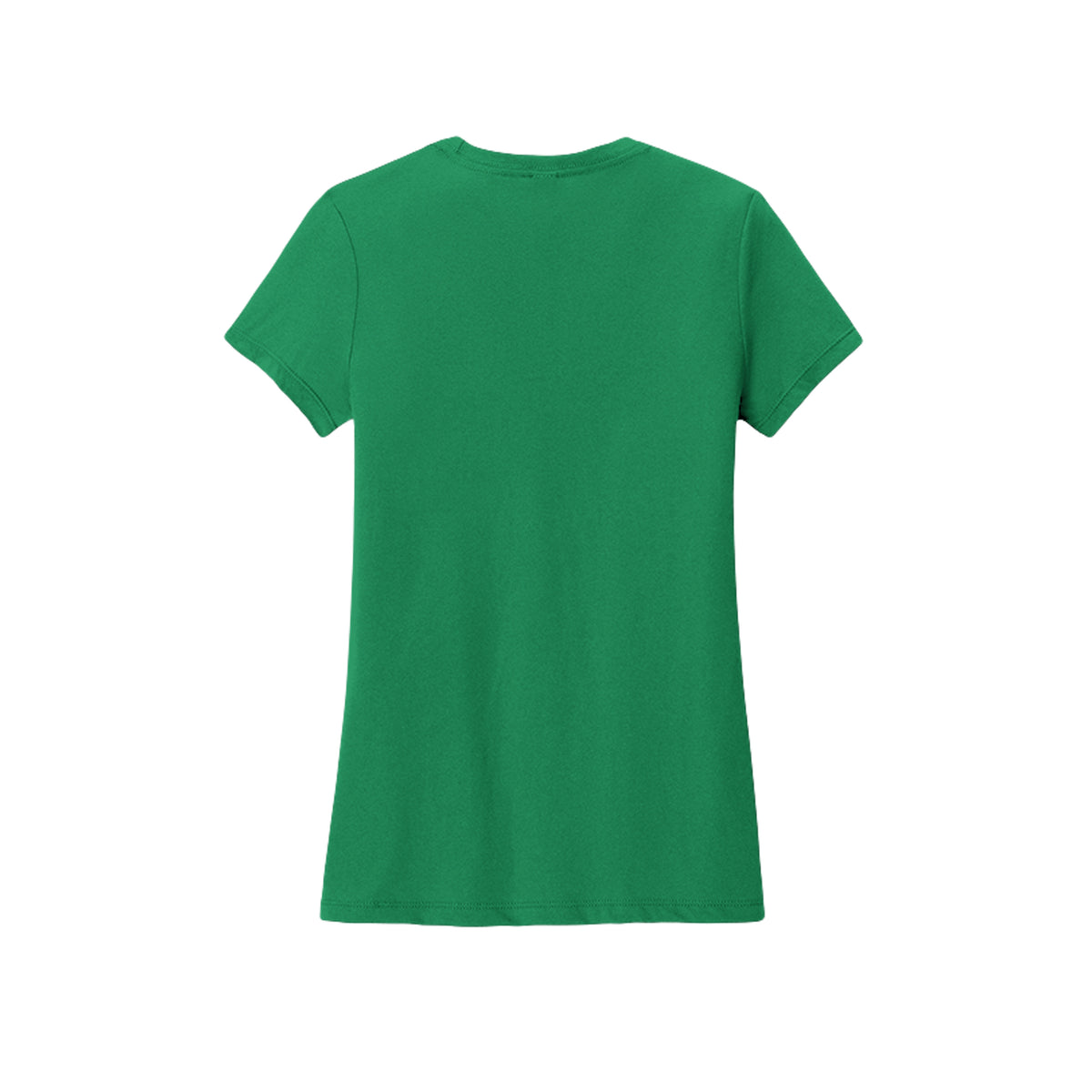 Back view of the green fitted short-sleeve T-shirt for Spooky Season Floral Ghost, with no back print.