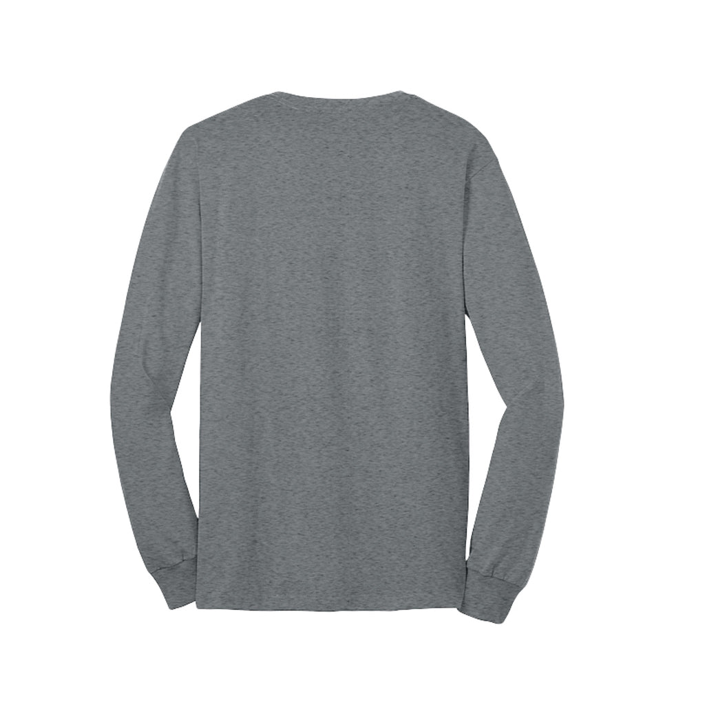 Back view of the gray long-sleeve T-shirt for Sweet Ghost Halloween, with no back print.