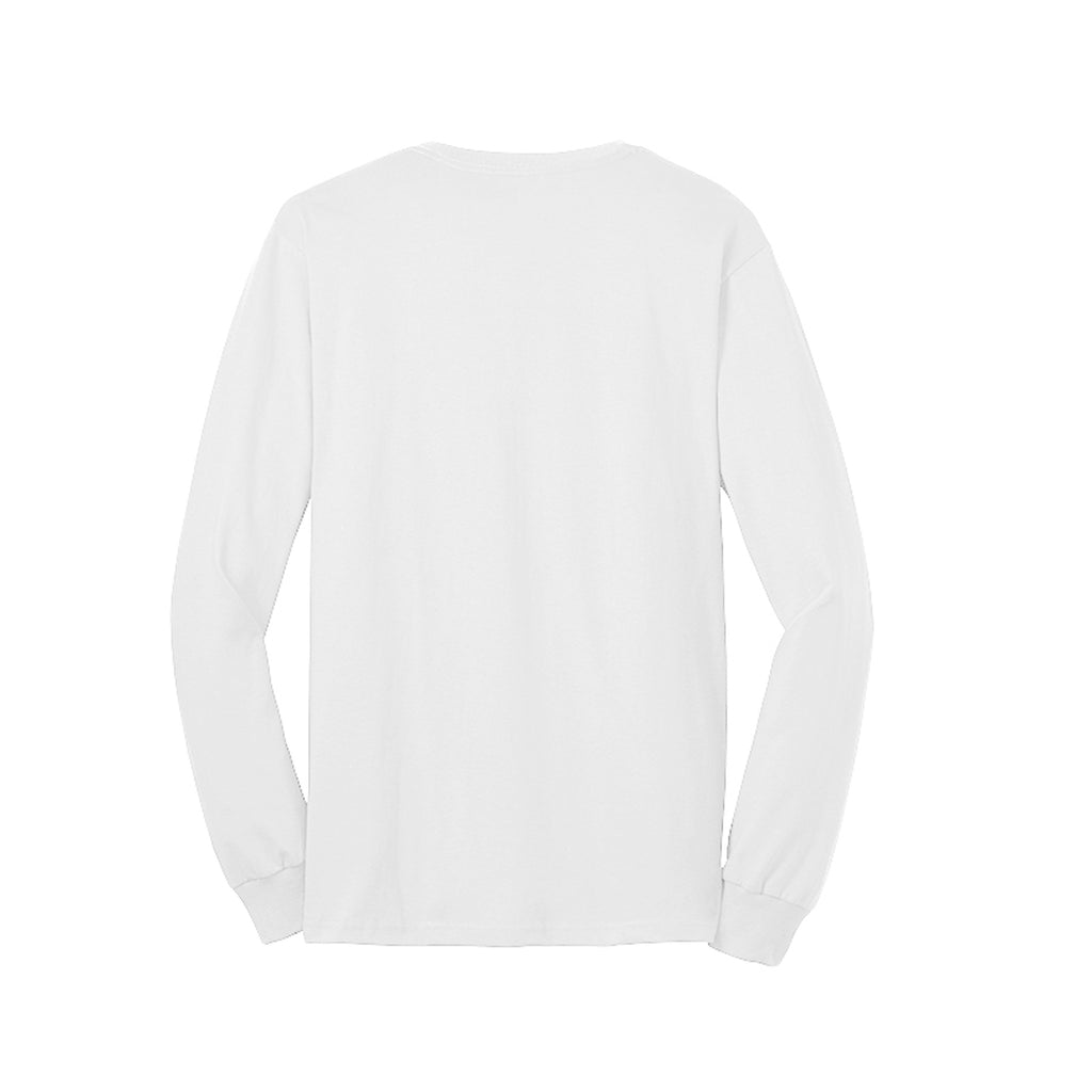 Back view of the white long-sleeve T-shirt for Sweet Ghost Halloween, with no back print.