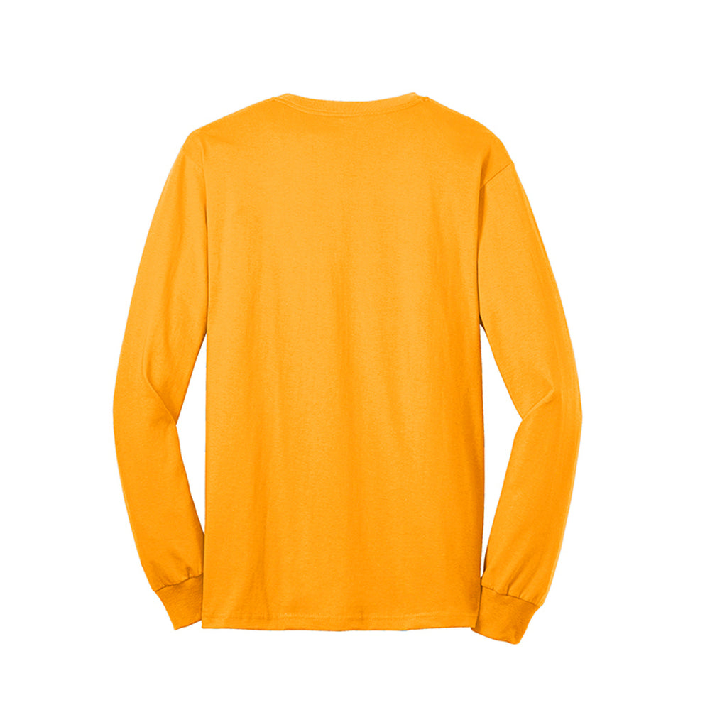Back view of the gold long-sleeve T-shirt for Sweet Ghost Halloween, with no back print.