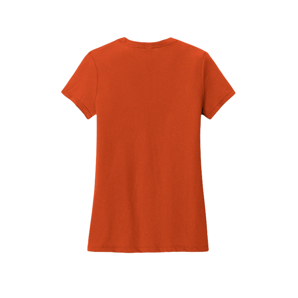 Back view of the orange fitted short-sleeve T-shirt for BOO-jee Ghost Squad, with no back print.